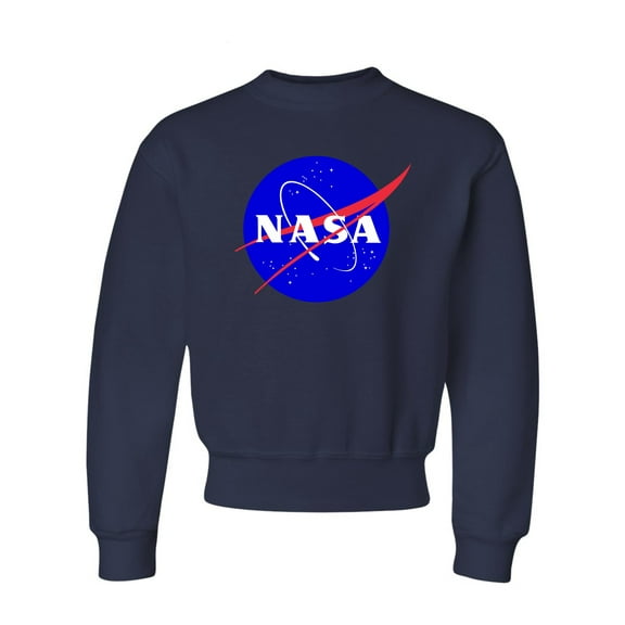 Youth Blue NASA Logo Crewneck Sweatshirt