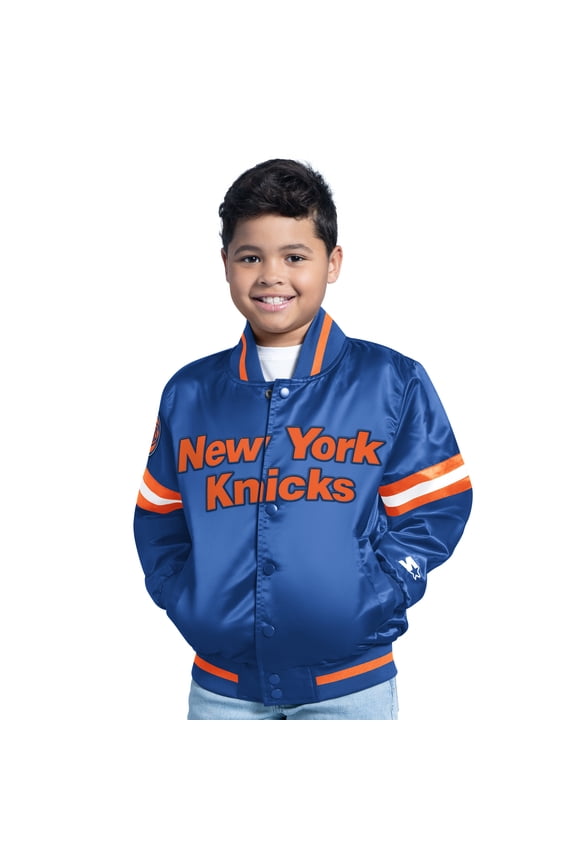 Youth Blue New York Knicks Scrimmage Full-Snap Varsity Jacket
