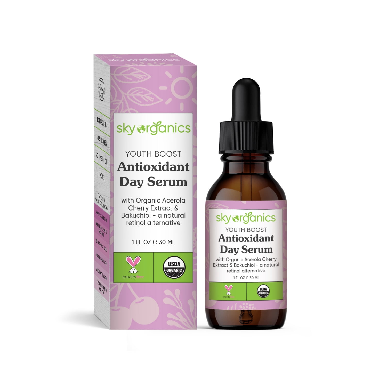 Sky Organics Natural Youth Boost Bakuchiol Night Face Serum