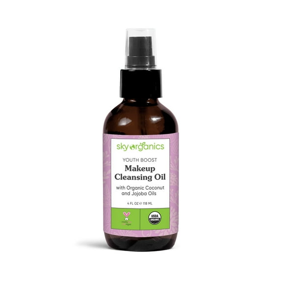 Youth Boost Makeup Cleansing Oil by Sky Organics (4 fl oz) USDA Organic Oil Makeup Remover for Aging, Removes Impurities, Mascara & Moisturizes All Skin Types Cruelty-free