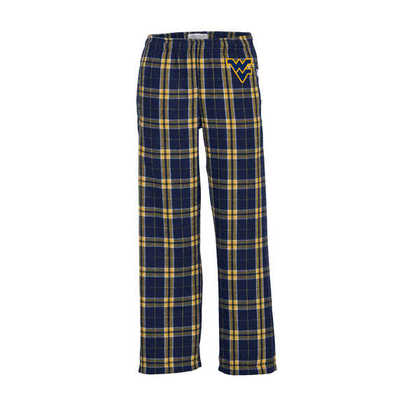 Youth Boxercraft Navy West Virginia Mountaineers Plaid Flannel Pants