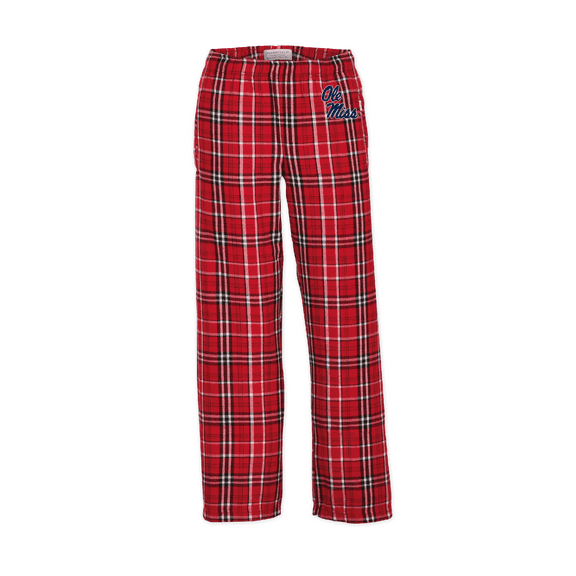 Youth Boxercraft Red Ole Miss Rebels Plaid Flannel Pants