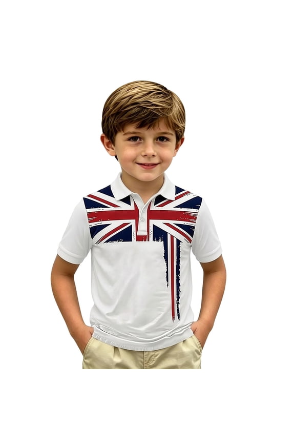 Youth Boy Tees Jack Printed Short Sleeve Patriotic Uk Themed Kids formal Shirts,White,13-14 Years