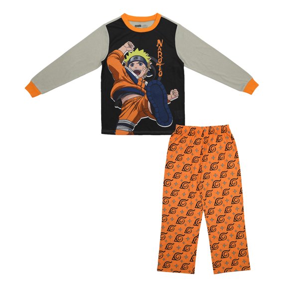 Youth Boys 2-Piece Naruto Sleepwear Set with Long Sleeve Shirt and Sleep Pants- XL