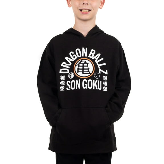 Youth Boys Black Dragon Ball Z Anime Cartoon Hooded Graphic Sweatshirt-L