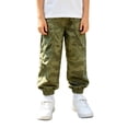 thumbnail image 1 of Youth Boys Camouflage Cargo Joggers Pants Elastic Waist Casual Jogging Trousers Bottoms Kids Hiking Sweatpants Sports Outdoor, 1 of 9