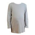 thumbnail image 1 of Youth Boys Cotton Long Sleeve Crew Neck Tee Shirts, Off White Grey, Youth Small, 1 of 7