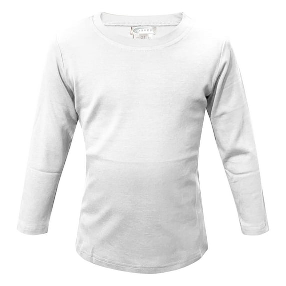 Youth Boys Cotton Long Sleeve Crew Neck Tee Shirts, White, Youth Small