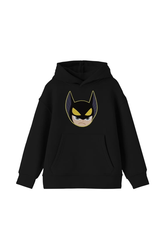 Youth Boys DC Comic Book Batman Cartoon Character Black Hoodie- M
