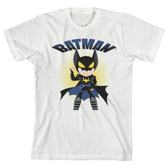 Youth Boys DC Comic Book Batman Cartoon Character White Graphic Tee-M