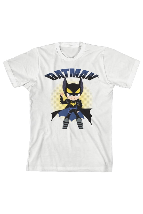 Youth Boys DC Comic Book Batman Cartoon Character White Graphic Tee-XS