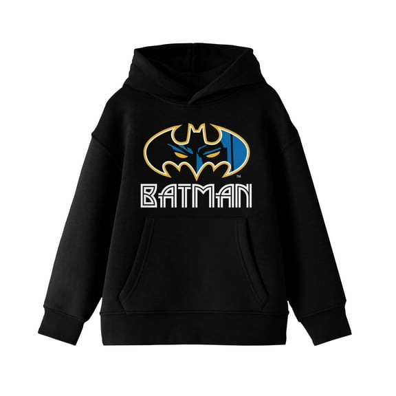 Youth Boys DC Comic Book Batman Symbol Black Graphic Print Hoodie- M