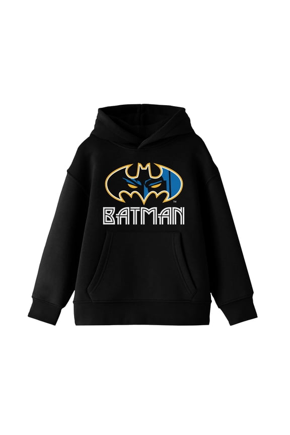 Youth Boys DC Comic Book Batman Symbol Black Graphic Print Hoodie- M