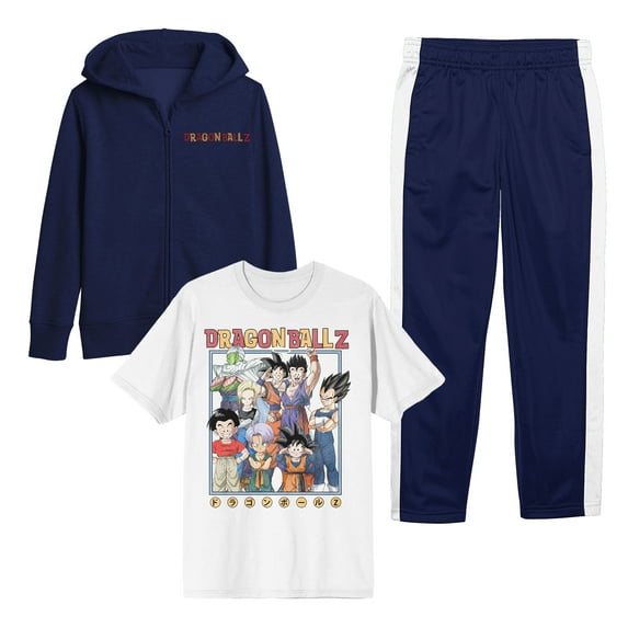 Youth Boys Dragon Ball Z 3 pc Hoodie Jogger T-shirt combo-Large
