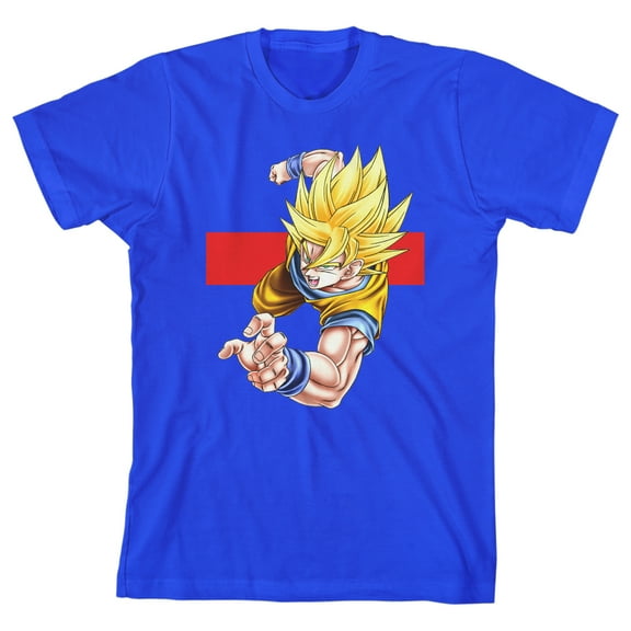 Youth Boys Dragon Ball Z Battle Mode Goku Royal Blue Youth Boys Graphic Tee - M