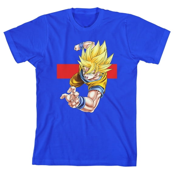 Youth Boys Dragon Ball Z Battle Mode Goku Royal Blue Youth Boys Graphic Tee- XL