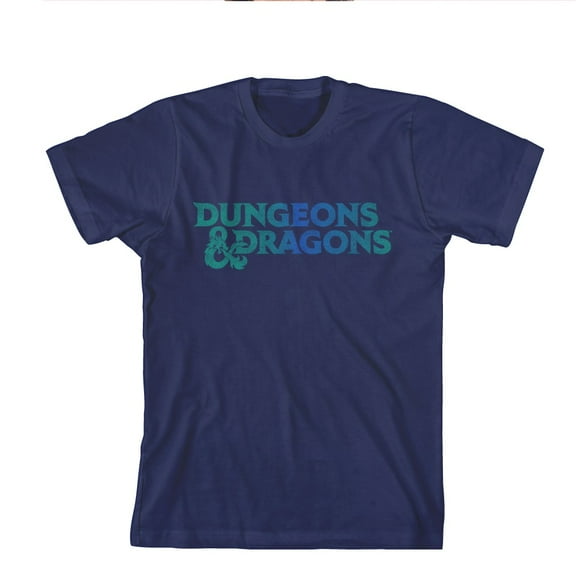 Youth Boys Dungeons and Dragons Teal Logo Navy Blue Graphic Tee Shirt - M