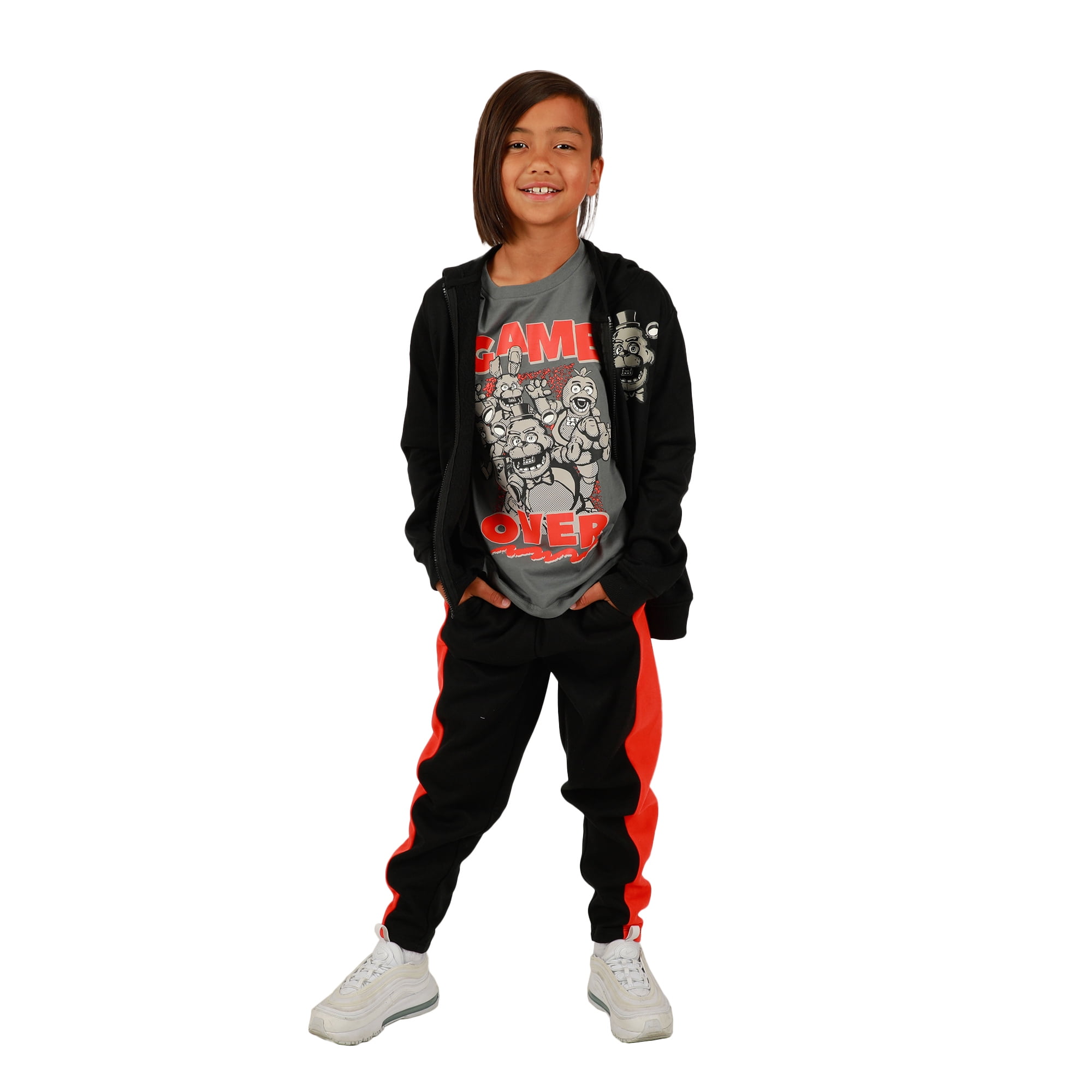 Youth Boys Five Nights at Freddy's 3 pc Hoodie T-Shirt Jogger T-shirt combo-Large