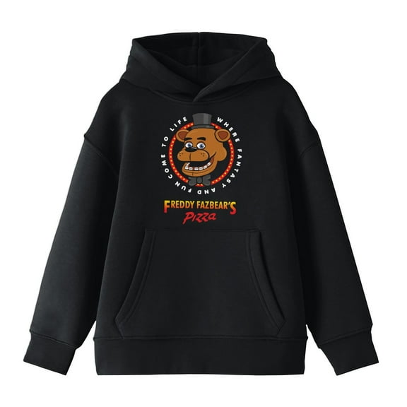 Youth Boys Five Nights at Freddy's  Horror Game Black Hoodie-Large