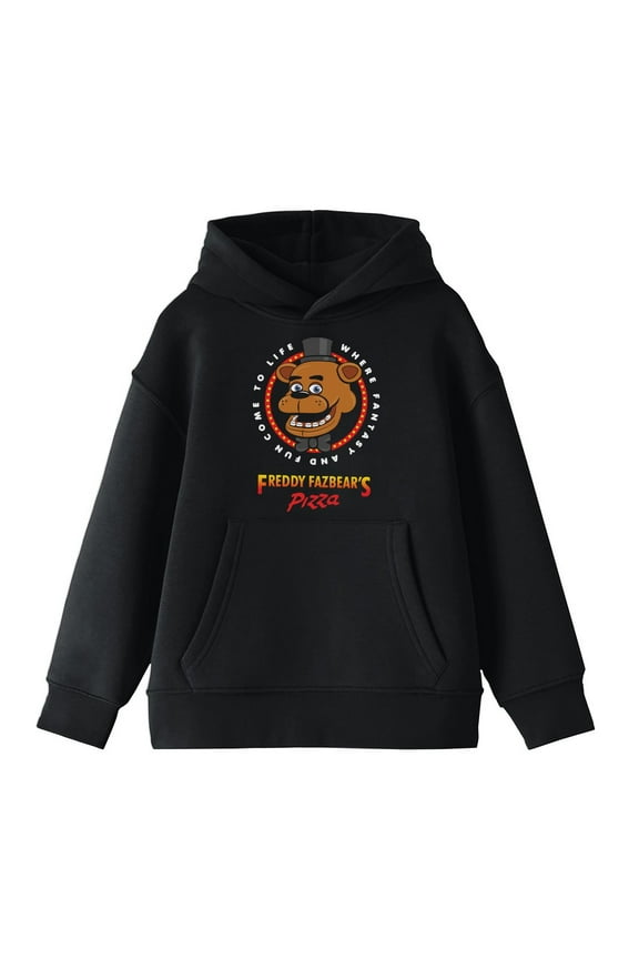 Youth Boys Five Nights at Freddy's  Horror Game Black Hoodie-Medium