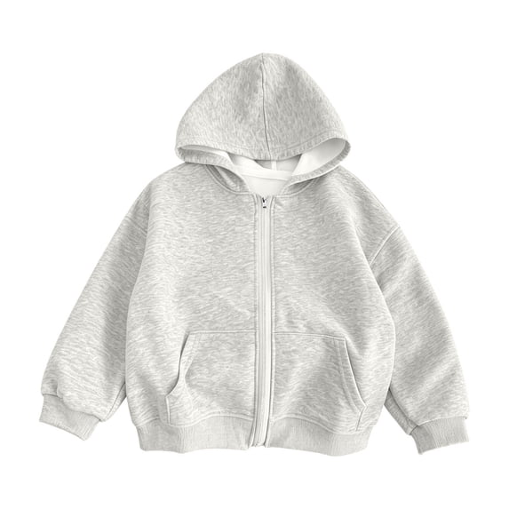 Youth Boys Girls Full Zip Hooded Sweatshirt Drop Shoulder Fleece Lined Hoodies Tween Fall Winter Warm Jacket Kangaroo Pockets