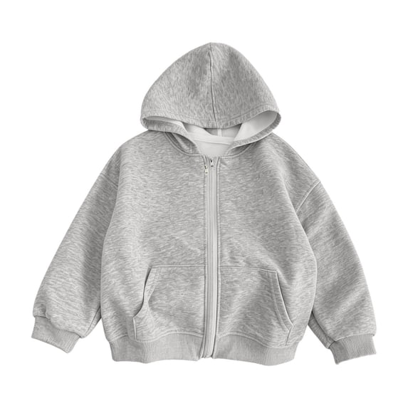 Youth Boys Girls Full Zip Hooded Sweatshirt Drop Shoulder Fleece Lined Hoodies Tween Fall Winter Warm Jacket Kangaroo Pockets