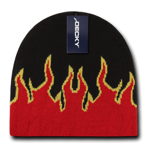Youth Boys Girls Kids Size Fire Flame Beanies Caps Hats Short Warm Winter