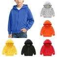 thumbnail image 1 of Youth Boys Girls Solid Fleece Hoodies Soft Full Zip Hooded Sweatshirts for Children (1-12 Years) Blue, 1 of 6