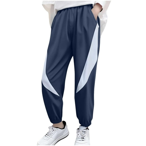 Youth Boys Girls Travel Pant | Lightweight Sweatpants Sporty Athletic Colorblock Lounge Jogger Pants for 3-15 Years
