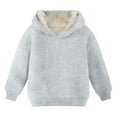 thumbnail image 1 of Youth Boys Girls Winter Sherp𝐚 Lined Hoodie Kid's Fleece Pullover Hooded Sweatshirt Thicken Basic Solid Cotton Hoodie, 1 of 4