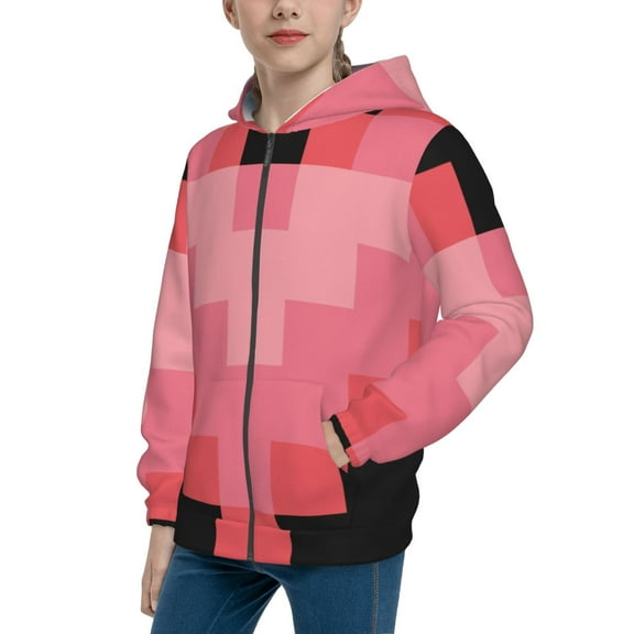 Youth Boys Girls Zip Up Hoodie 3D Printed Hooded Sweatshirt Hoody Coat with Pocket