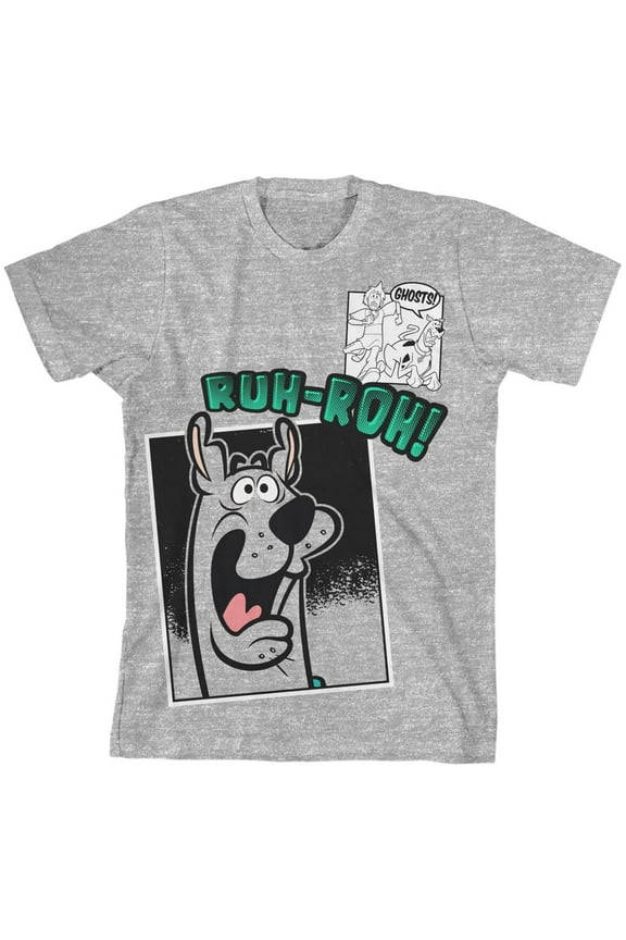 Youth Boys Grey Scooby Doo Kids Cartoon Short Sleeve Shirt-XL