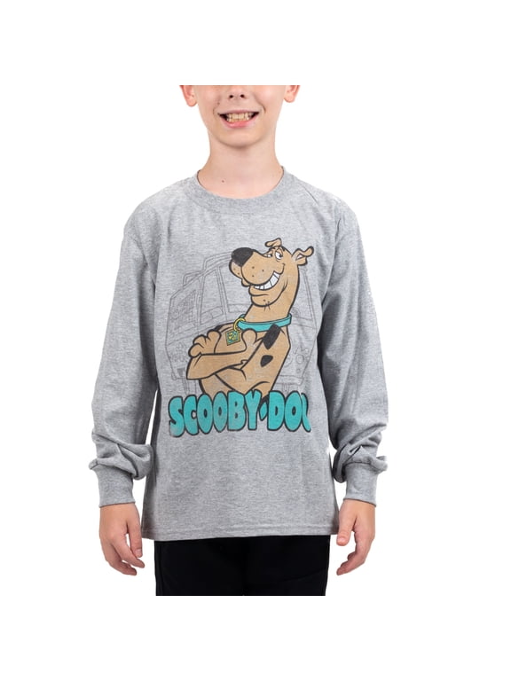 Youth Boys Grey Scooby Doo Long Sleeve Graphic Tee-L