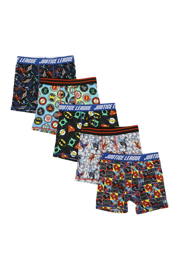 Youth Boys Justice League Boxer Brief Underwear 5-Pack - Superhero Comfort for Kids-14