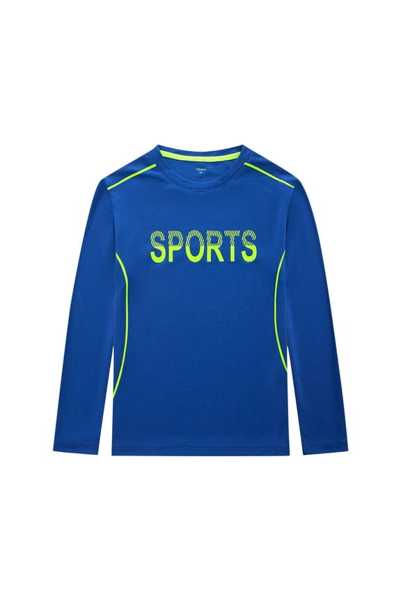 Youth Boys Long Sleeve Athletic Shirt Moisture-Wicking Activewear Sports Tops for Basketball Football Training Breathable Teen Gym Tee