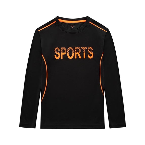 Youth Boys Long Sleeve Athletic Shirts for Soccer Practice Clothes Baselayer Moisture-wicking for Football Baseball Black 7 Years