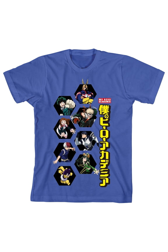 Youth Boys My Hero Academia Anime Cartoon Characters Blue Tee - L