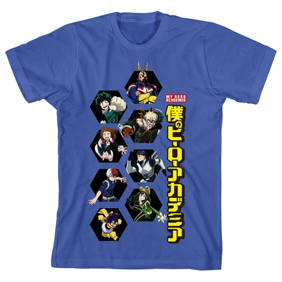 Youth Boys My Hero Academia Anime Cartoon Characters Blue Tee - XS