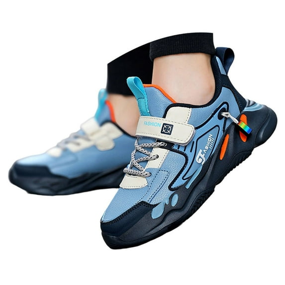 Youth Boys Sneakers, Lightweight Breathable Running Shoes, Non Casual Sports Shoes, Durable, for Ages 3-14, Leather Upper
