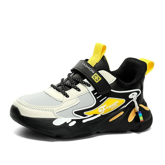 Youth Boys Sneakers, Lightweight Breathable Running Shoes, Non Casual Sports Shoes, Durable, for Ages 3-14, Leather Upper