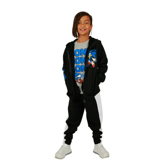 Youth Boys Sonic 3 pc Hoodie Jogger T-shirt combo-Medium