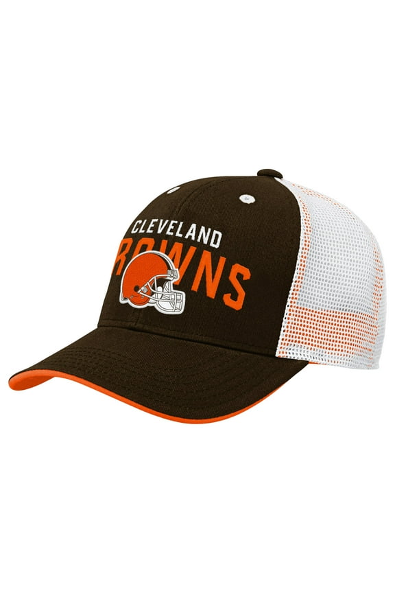 Youth Brown Cleveland Browns Core Lockup Trucker Adjustable Hat