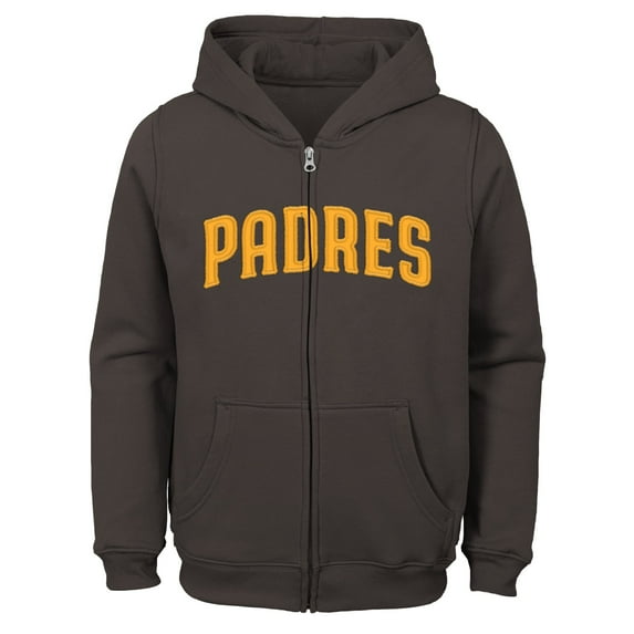 Youth Brown San Diego Padres Wordmark Full-Zip Fleece Hoodie