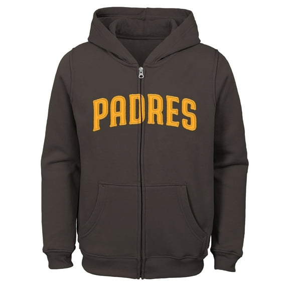Youth Brown San Diego Padres Wordmark Full-Zip Fleece Hoodie
