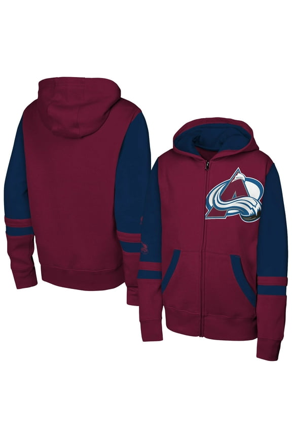 Youth Burgundy Colorado Avalanche Face Off Full-Zip Hoodie