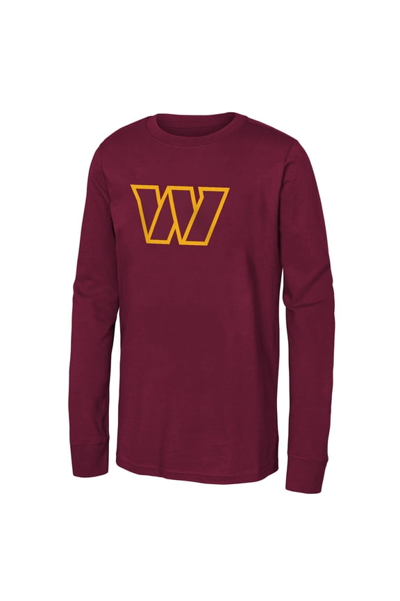 Youth Burgundy Washington Commanders Primary Logo Long Sleeve T-Shirt