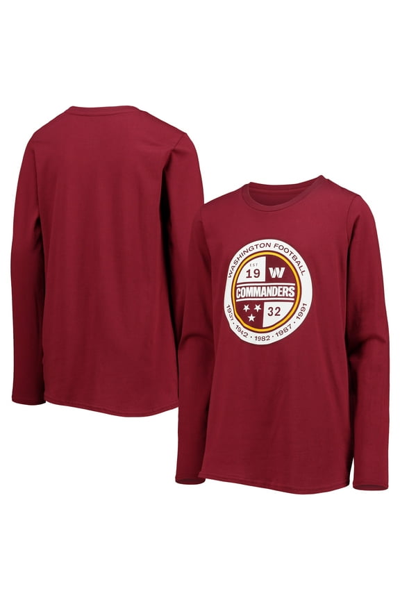 Youth Burgundy Washington Commanders Secondary Logo Long Sleeve T-Shirt