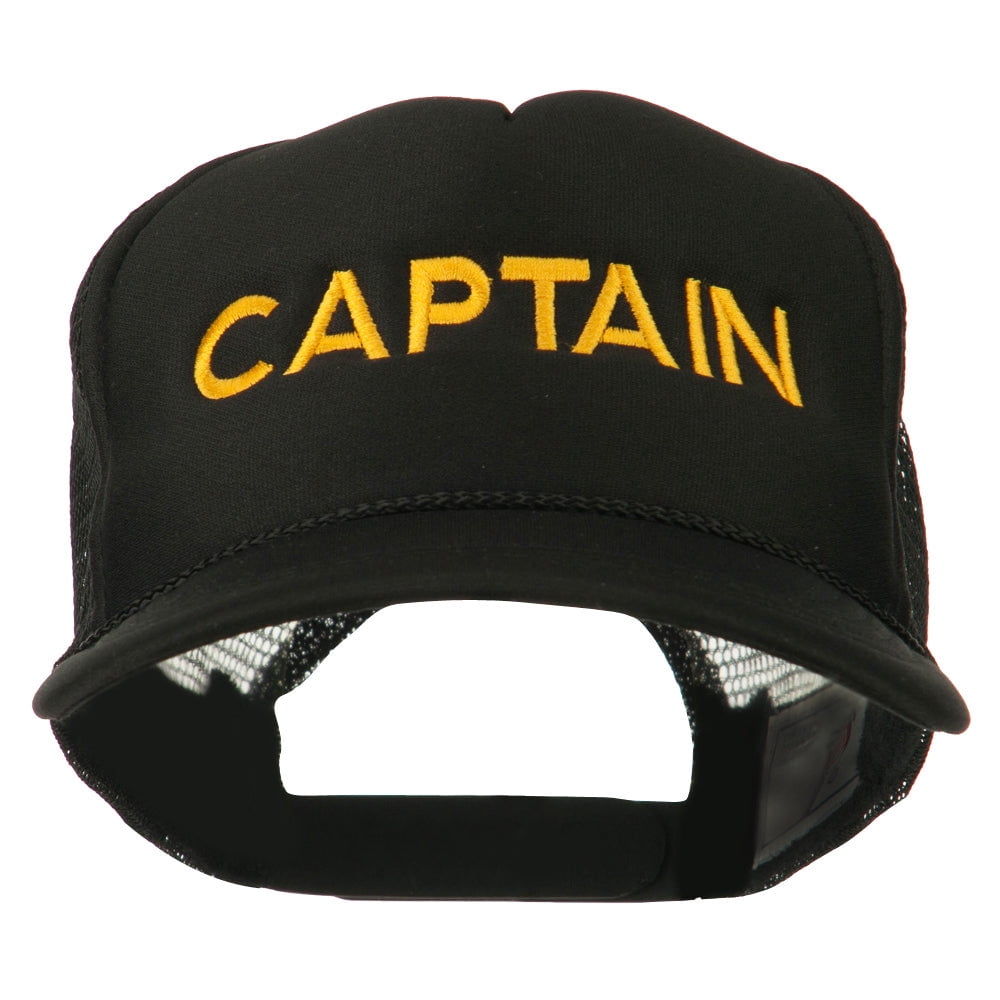 Youth Captain Embroidered Foam Mesh Back Cap - Black OSFM - Walmart.com