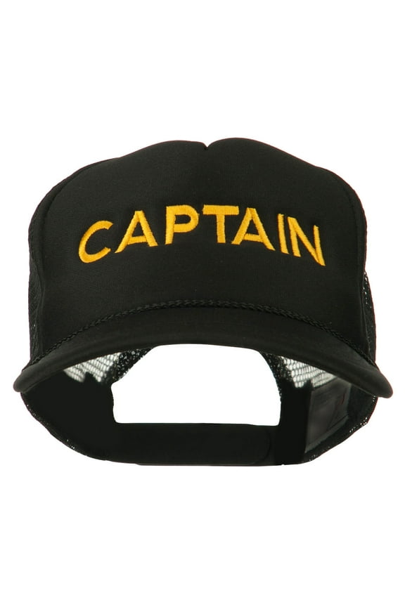 Youth Captain Embroidered Foam Mesh Back Cap - Black OSFM