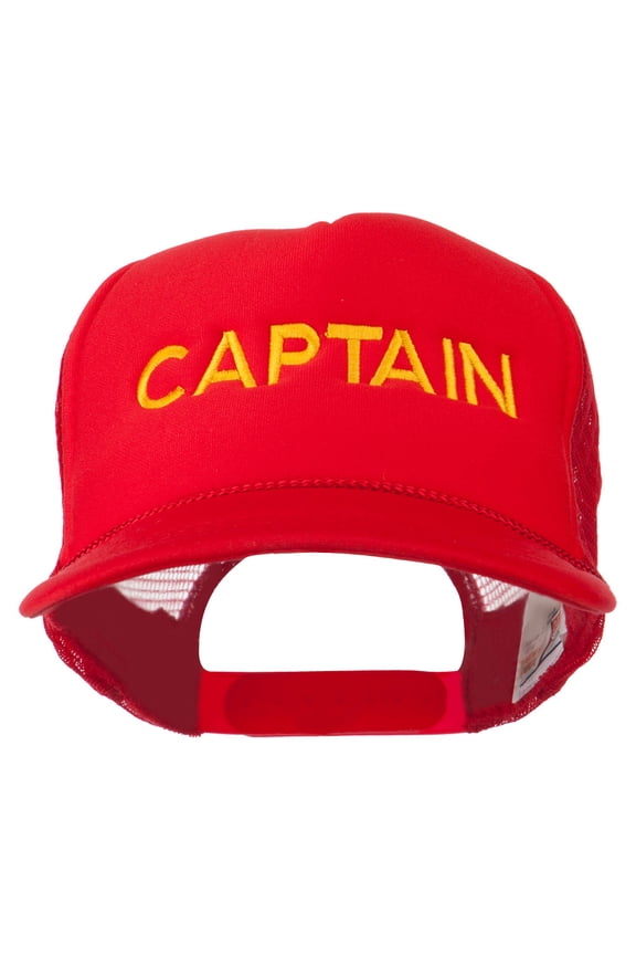 Youth Captain Embroidered Foam Mesh Back Cap - Red OSFM